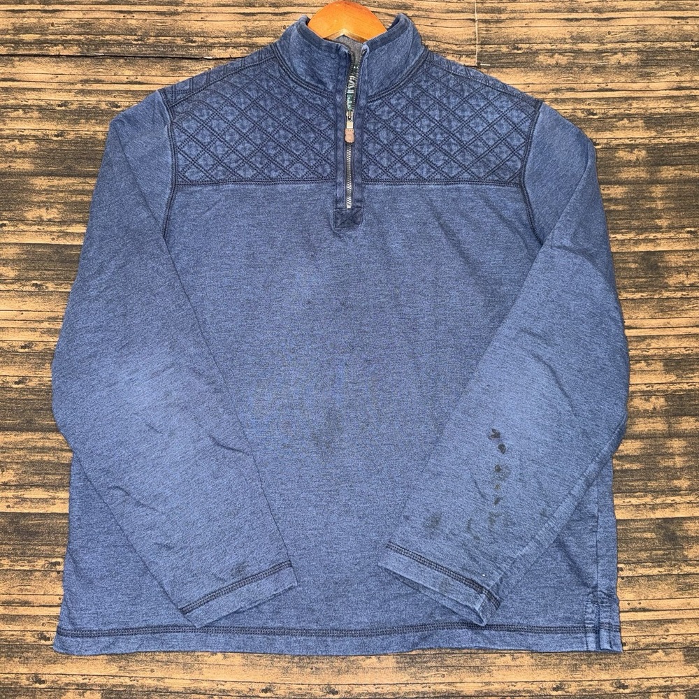 G.H. Bass & Co Quarter Zip Pullover Mens Large Blue Good Quilted 527D443